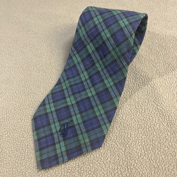 Nautica Other - Nautica‎ Men's 100% Cotton Tie Blue Green Plaid Made in USA 3.75" W 58.75" L